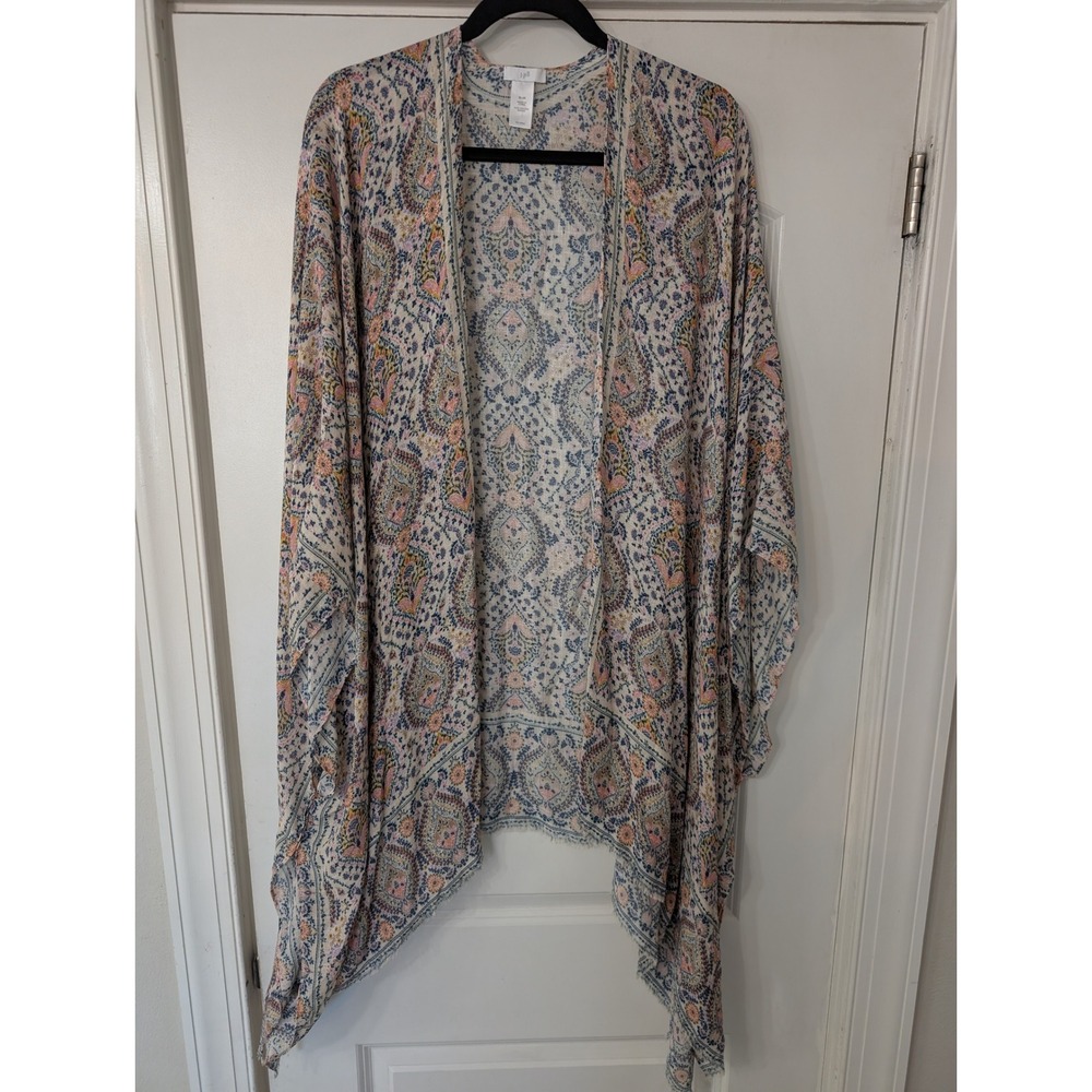 J. Jill Paisley Medallion Kimono Wrap XL-3X Open Front‎ flowy breezy shabby Chic